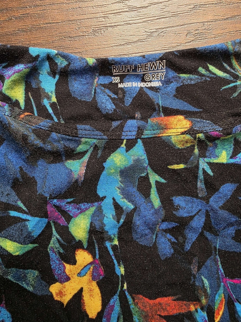 Ruff Hewn Black Floral Mini Dress with Multicolor Leaf Print - Picture 3 of 5